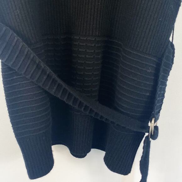 Laundry by Shelli Segal Black Wool & Silk Belted Sweater Tunic Top Blouse NWT - Picture 5 of 13